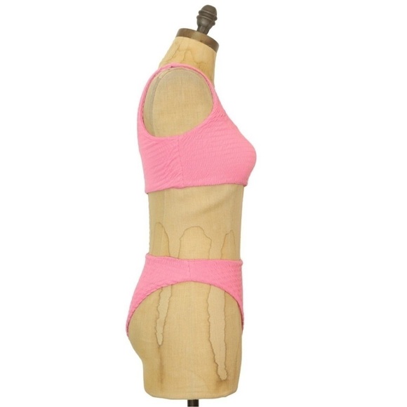 NWOT Naked Wardrobe Barbie Bubblegum Pink Smocked 2 Piece Bikini sz Large - Picture 5 of 11